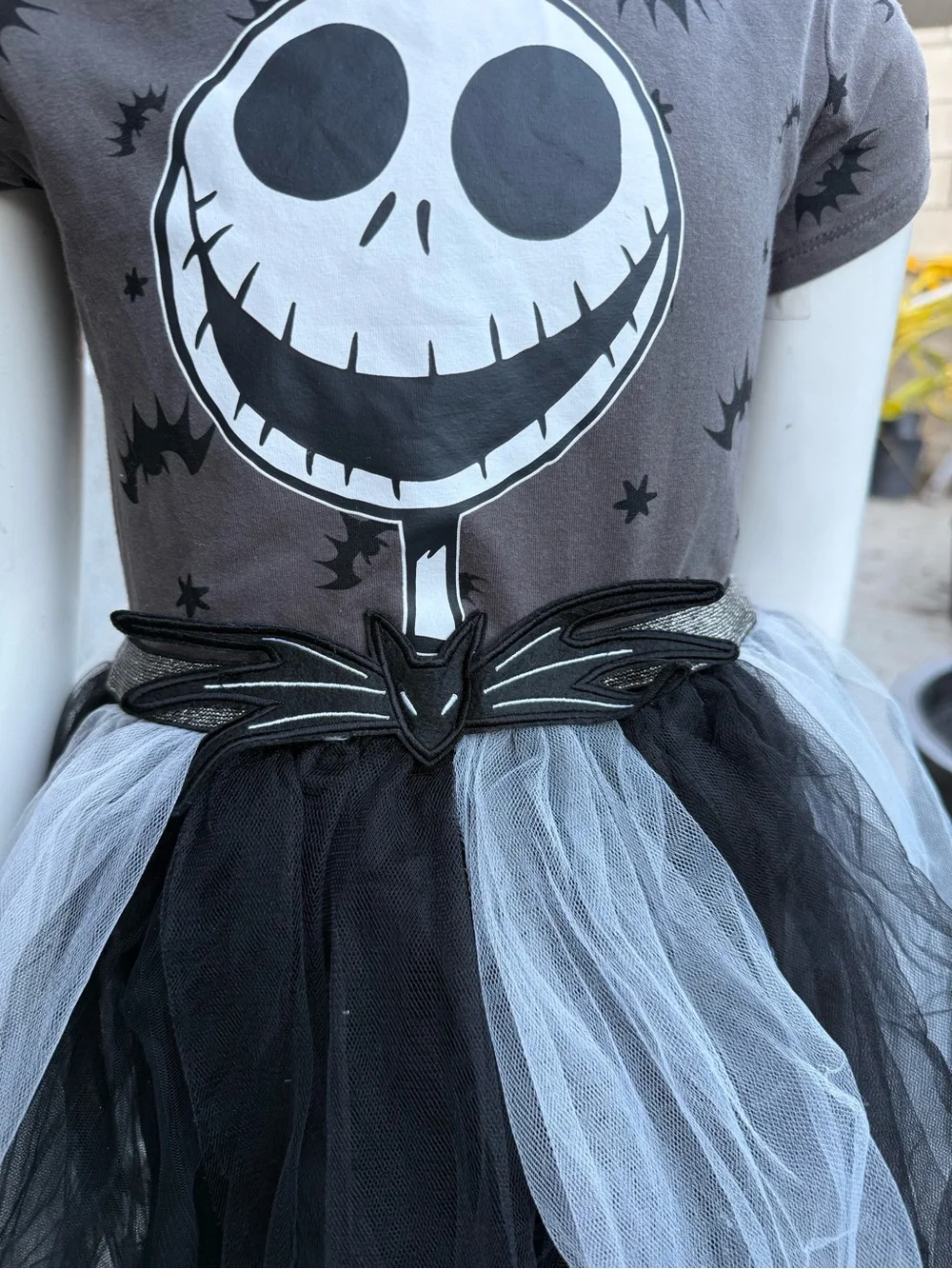 Disney Black & Gray Jack Skellington Tulle Costume Dress